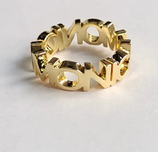 Doremi 2.5mm Thick Letters Designer Jewelry Ring for Girls