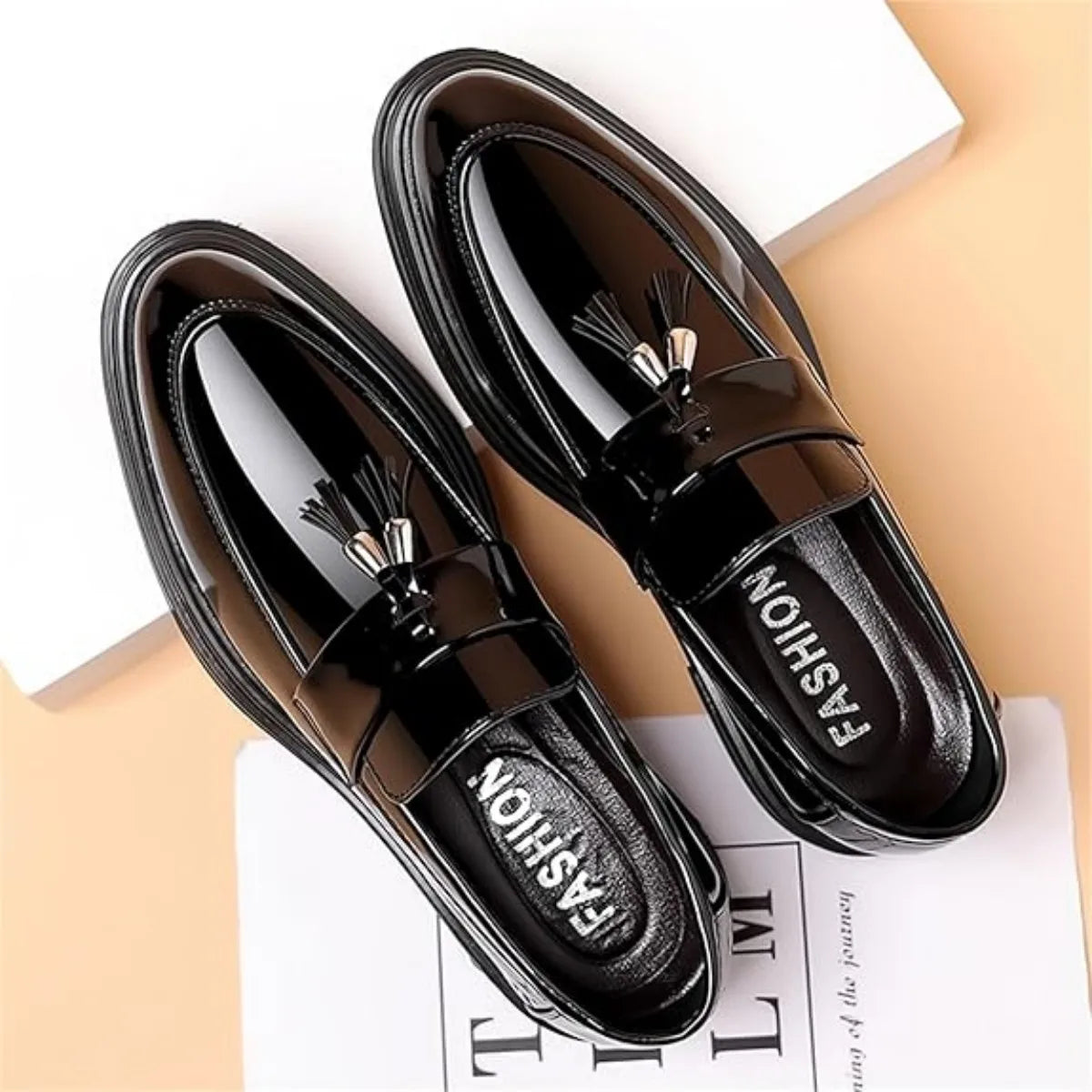 Men's High Gloss Patent Penny Loafers Slip On Dress Shoes