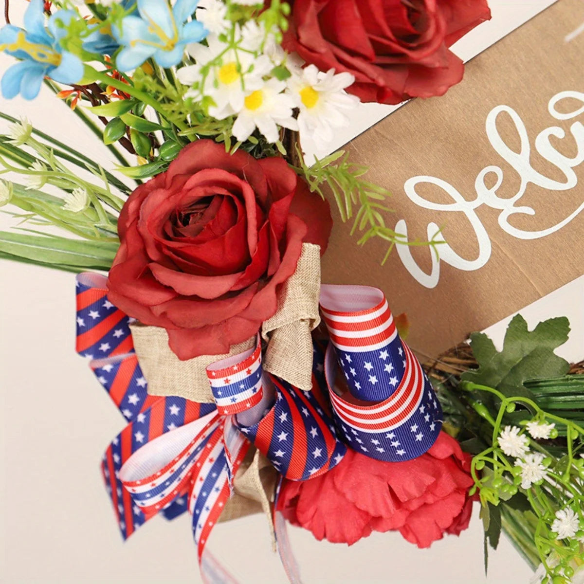 Independence Day Rattan Patriotic Wreath 4Th of July