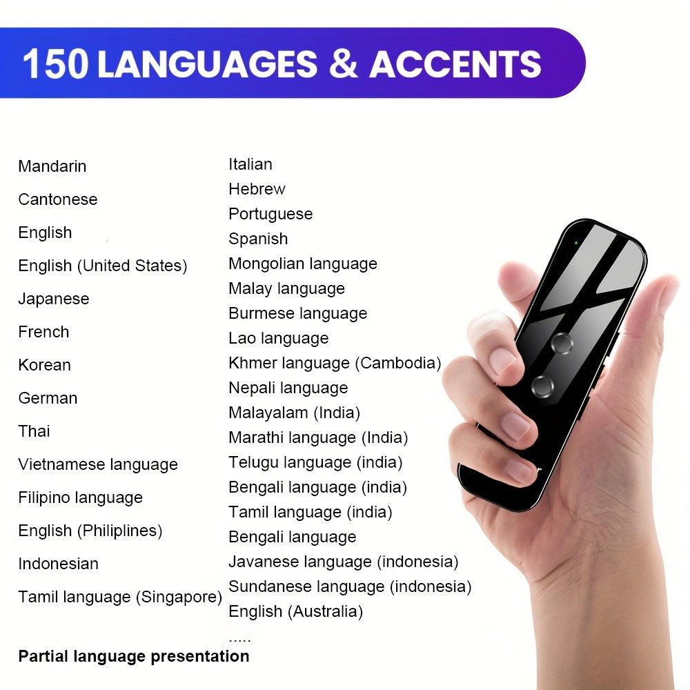 Portable Language Translator Device, Two-Way Instant Translator, APP Online Voice Translation, 137 Languages Supported, High Accuracy Translator Device for Travel Business Learning Headphones