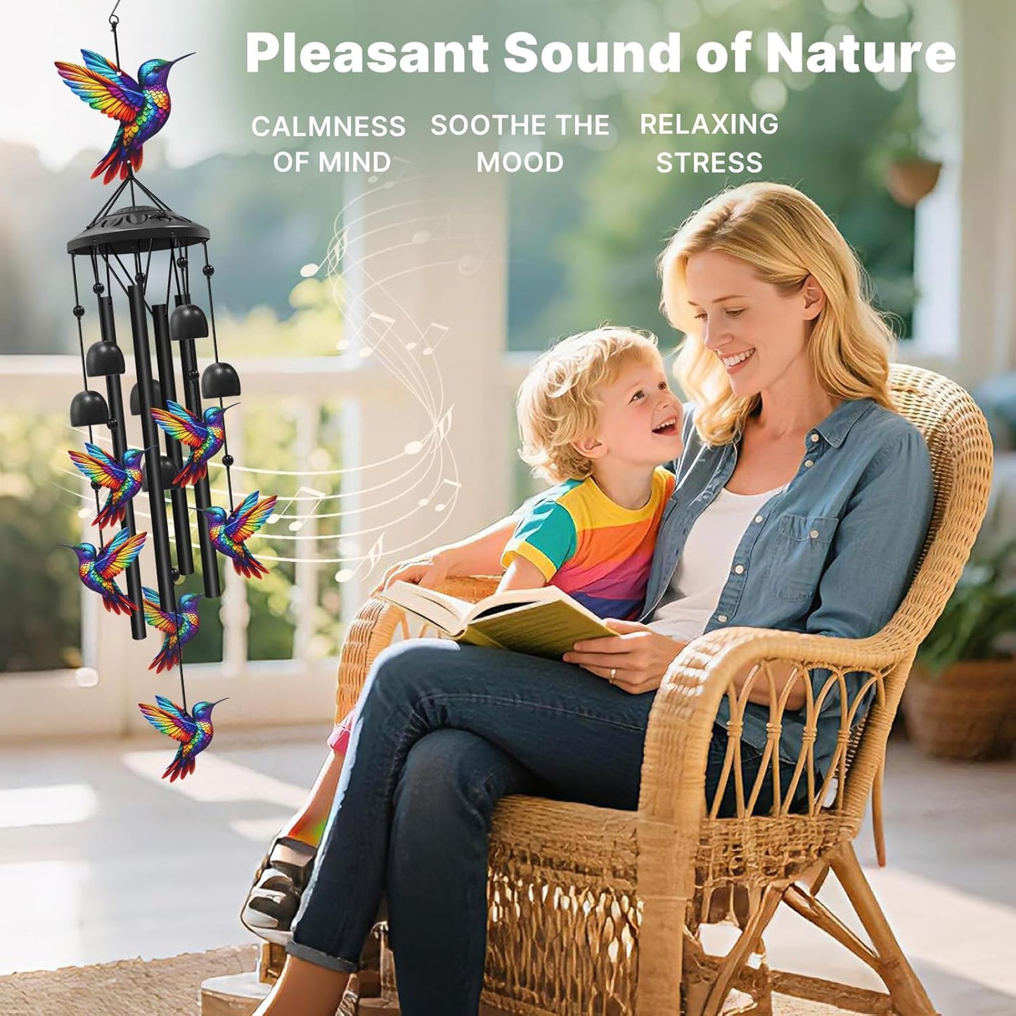 Hummingbird Wind Chimes Outdoor Metal Garden Decor