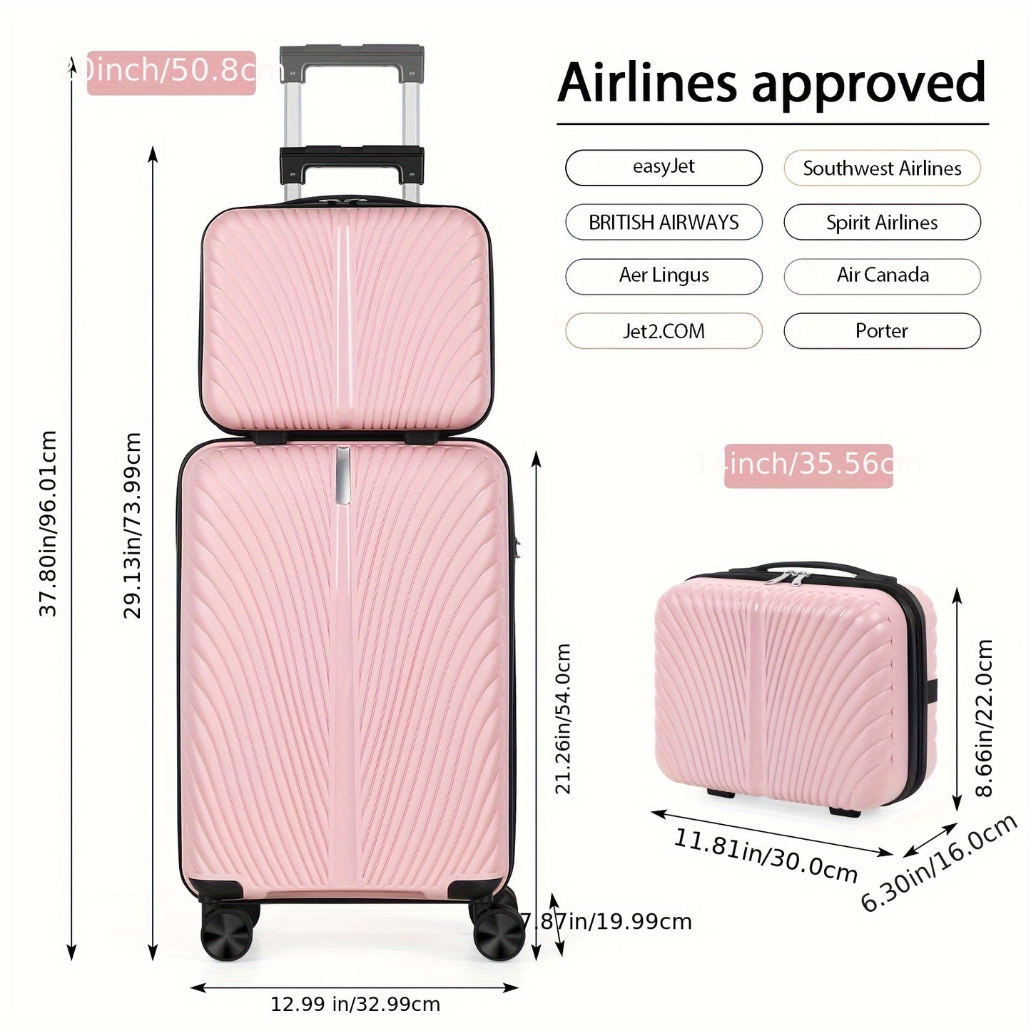 BTY Two Piece Luggage Set with Spinner Wheels Travel Case