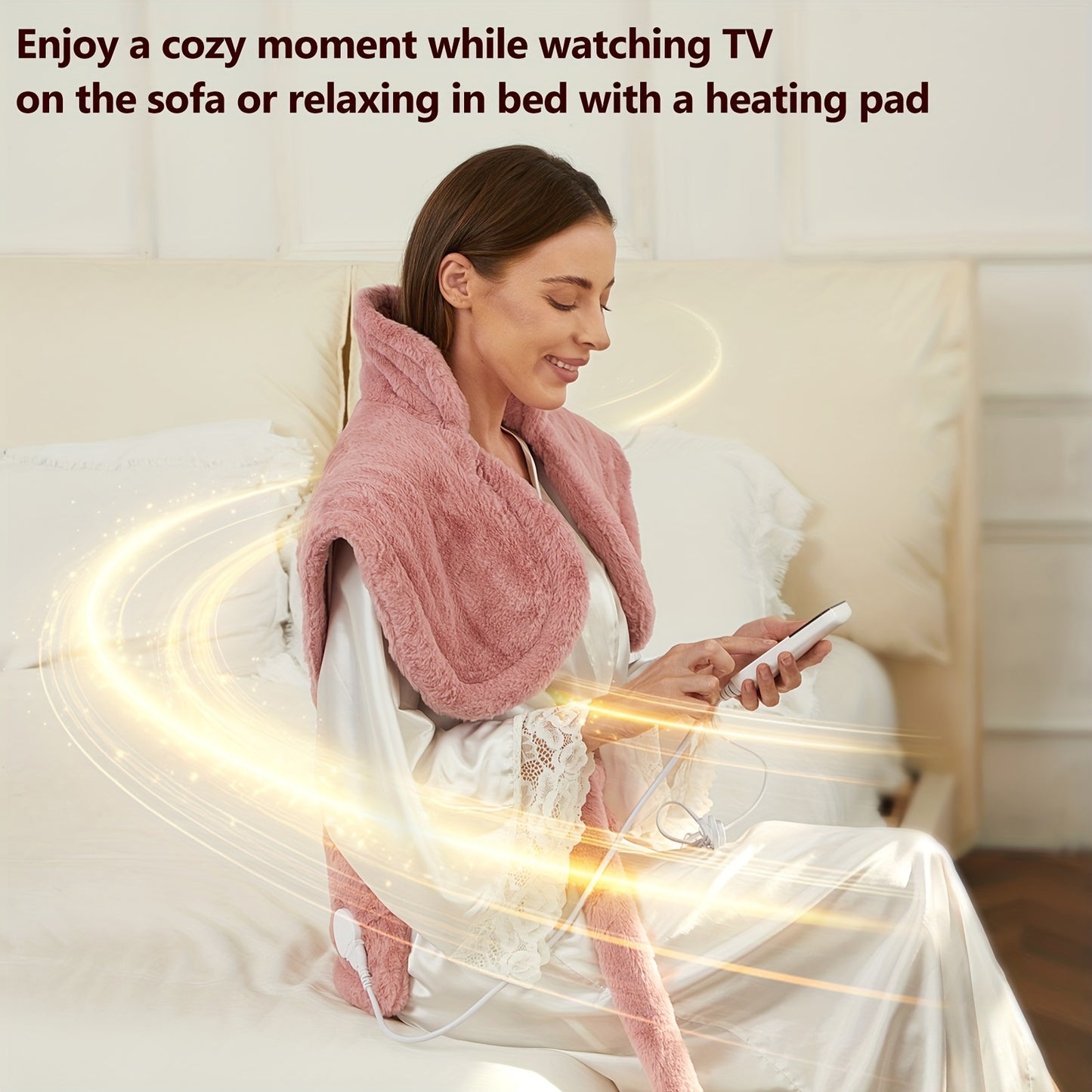 Graphene Heating Pad for Neck Shoulders Back, 3lb Weighted Electric Pad, Deep Heat with Precise Heating & Soft Flannel, 6 Heat Settings, 4 Timer Options, Auto Shut-Off, Machine Washable, 28"x33", Gifts for Women Men Mom Dad,