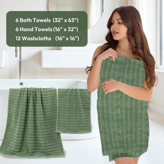 8 Pcs 16 Pcs 24 Pcs Oversized Jumbo Bath Towel Set 32X63 Extra Large Cotton Highly Absorbent Includes Luxury Bath Towels Hand Towels and Washcloths