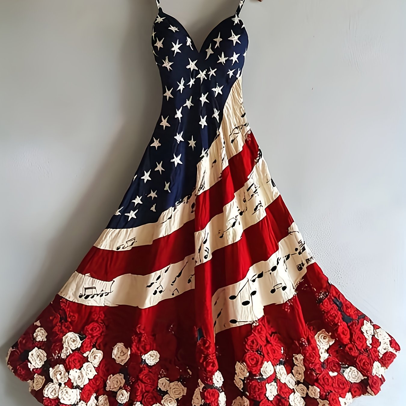 National Flag Maxi Dress A Line Sleeveless V Neck