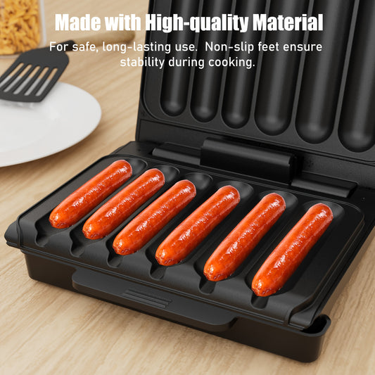 Electric Hot Dog Machine And Sausage Grill With Oil Drip Tray And Cord Storage Ideal For Veggie Sausages BBQ Or Hot Dogs Nonstick Plate For Easy Clean