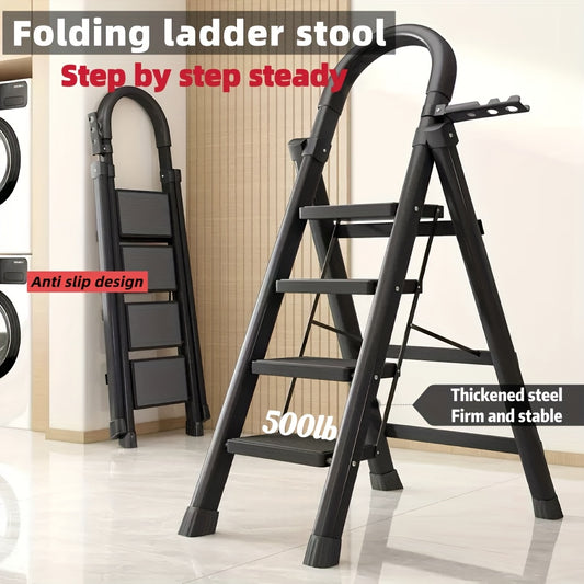 WOWDVOV Five Step Heavy Duty Portable Folding Ladder 500 Lbs