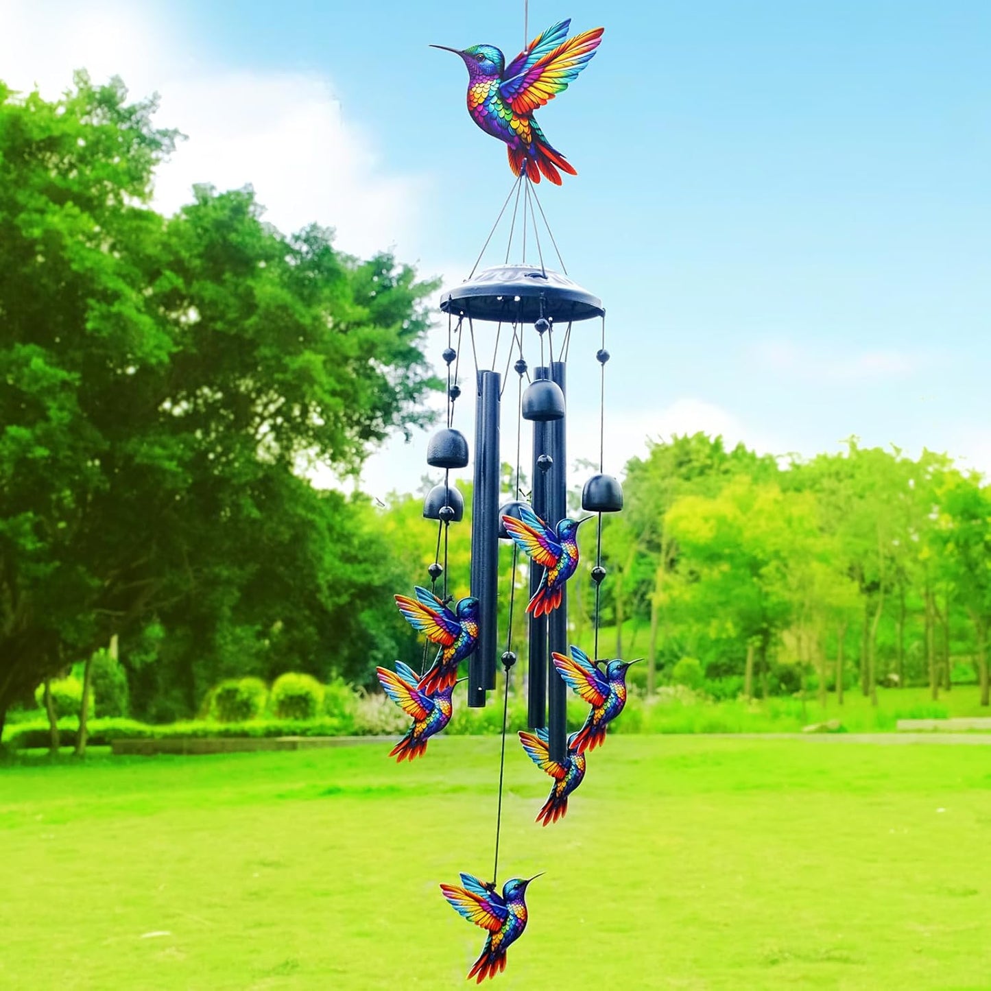 Hummingbird Wind Chimes Outdoor Metal Garden Decor