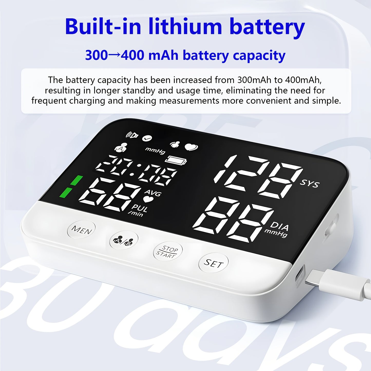 Blood Pressure Monitor with Large LED Backlight Screen On The Upper Arm, 240 Sets Of Memory, Automatic Digital BP Machine with Adjustable BP Cuff.