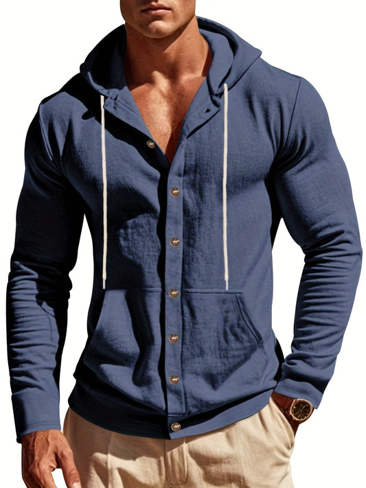 Mens Linen Hooded Shirt Casual Outdoor Everyday Wear