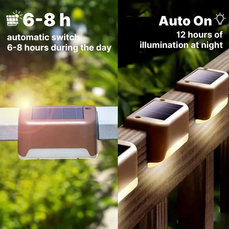 32pcs/16pcs Solar Powered LED Deck Lights - Auto On/Off, 12 Hours Continuous Lighting For Outdoor Stairs, Fence, Pathway, Ideal Step Light For Commercial Spaces Like Malls, Hotels, And Libraries, Fence Lights For Business,Gre