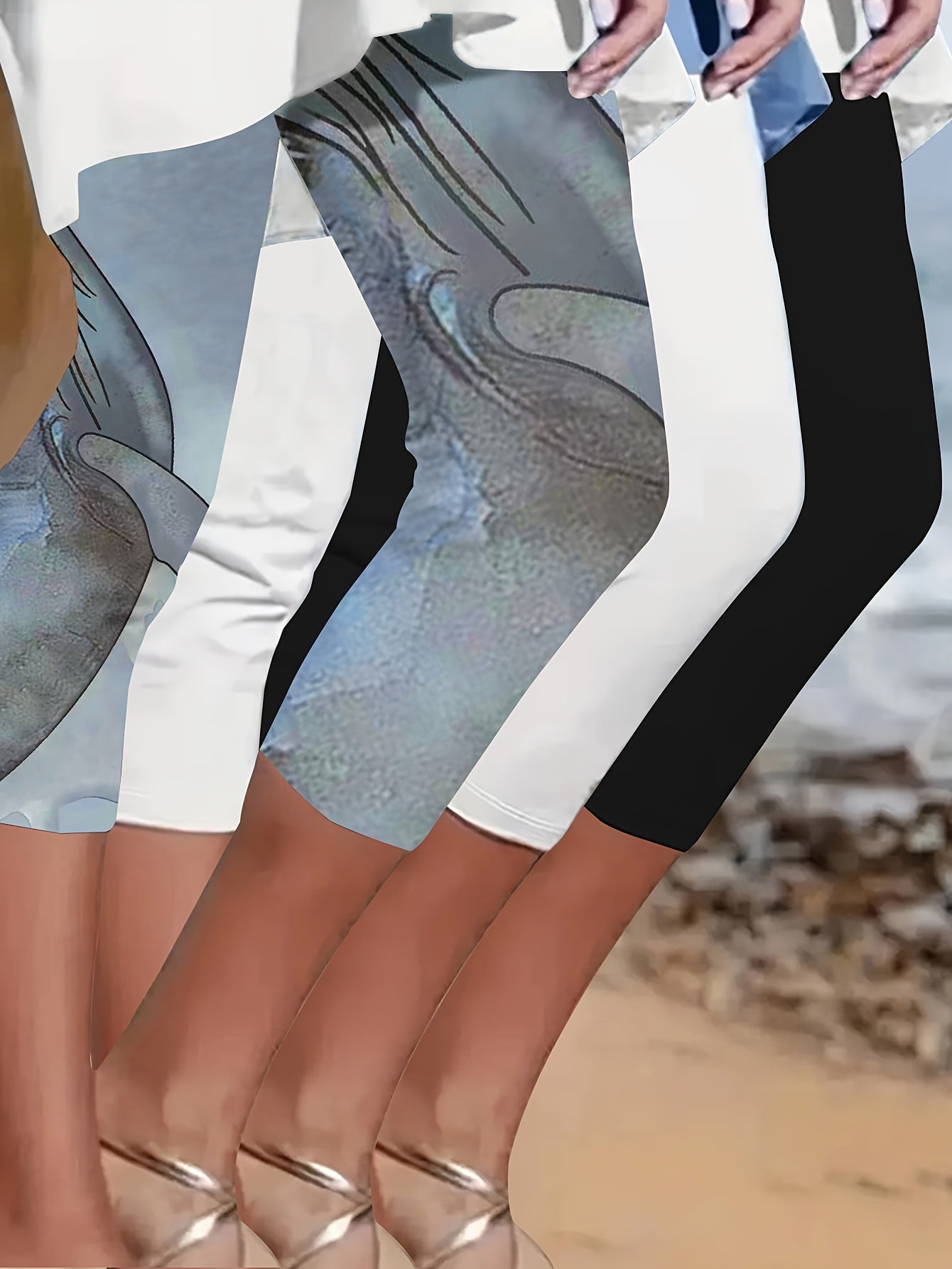 Three-Piece Sports Tights, Plus Yoga Pants And Leggings