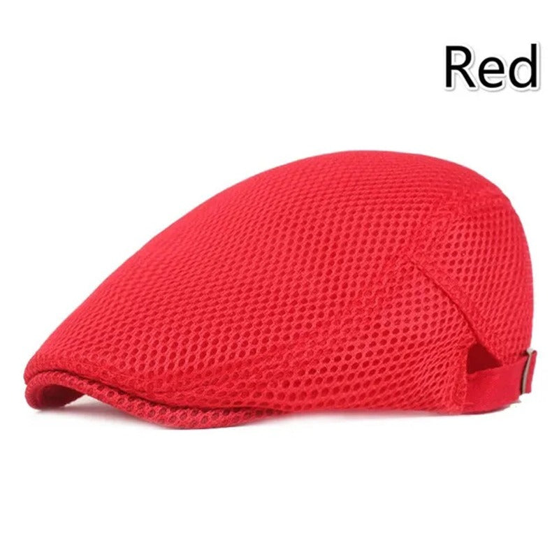 Men's Breathable Mesh Flat Top Hat Adjustable For Running