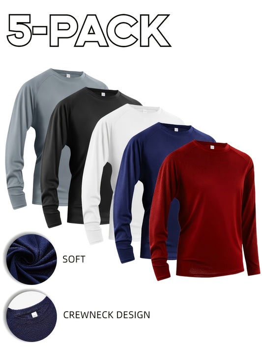 Mens Quick Dry Breathable Long Sleeve Tee Moisture Wicking Top