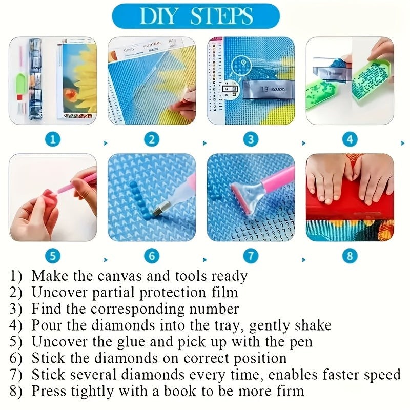 5D Diamond Painting Kit Round Mosaic Landscape Frameless DIY Craft