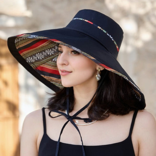 1pc Oversized Brim Sun Hat: Reversible Design with Full Shade Coverage