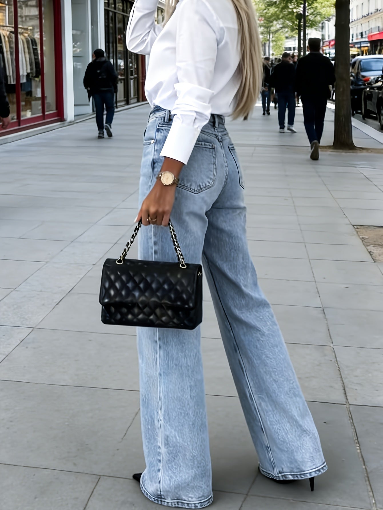2026 New Women's Wide-Leg Jeans, Mid-Rise, Non-Stretch, Suitable for All Seasons, Comfortable, Breathable, Washed Jeans
