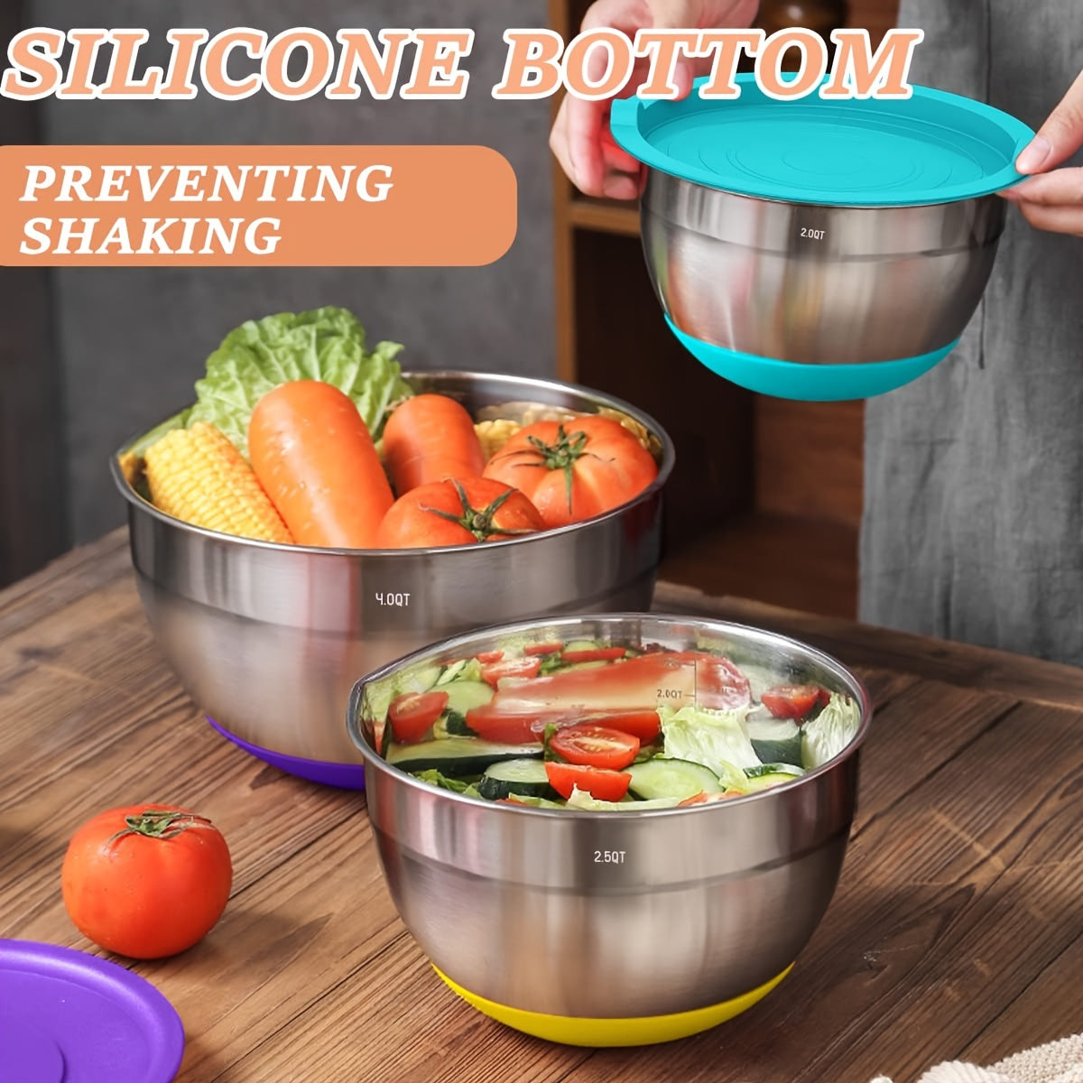 Skroam 26Pcs Stainless Steel Mixing Bowls With Airtight Lids