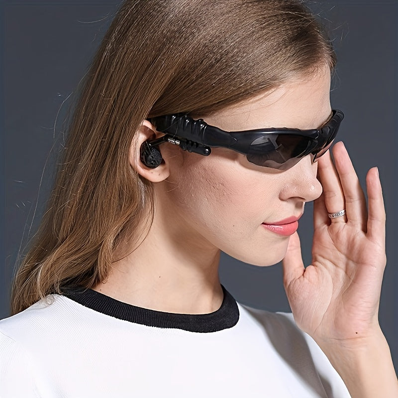 Wireless Glasses Wireless Headset, Support Hands-free Calls And Music, Smart Glasses, Plastic Opening And Closing Design, Volume Control Button, Built-in Condenser Microphone, USB Charging, 30 MAh Rechargeable Polymer Battery