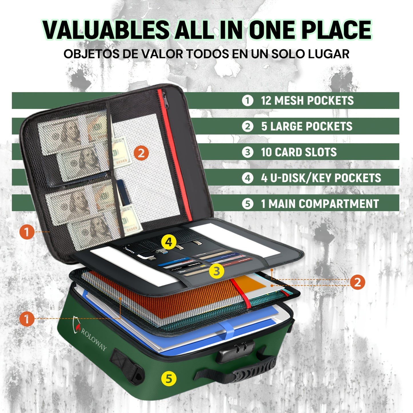 1pc Fireproof Document Bag With Lock & Reflective Strip (17 X 11.8 X 5 Inch), Important Document Storage Bag With Multi-Layer File Organizers Valentine'S Day