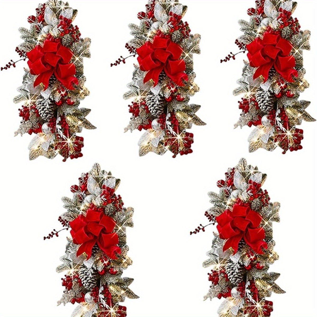 Christmas Wreath Swags With Berries Artificial Staircase Decor