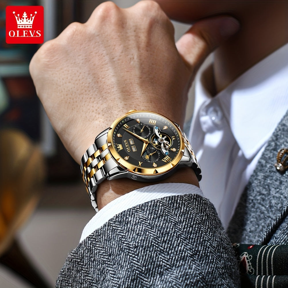 OLEVS Self Winding Stainless Steel Chronograph Watch Date Luminous Hands