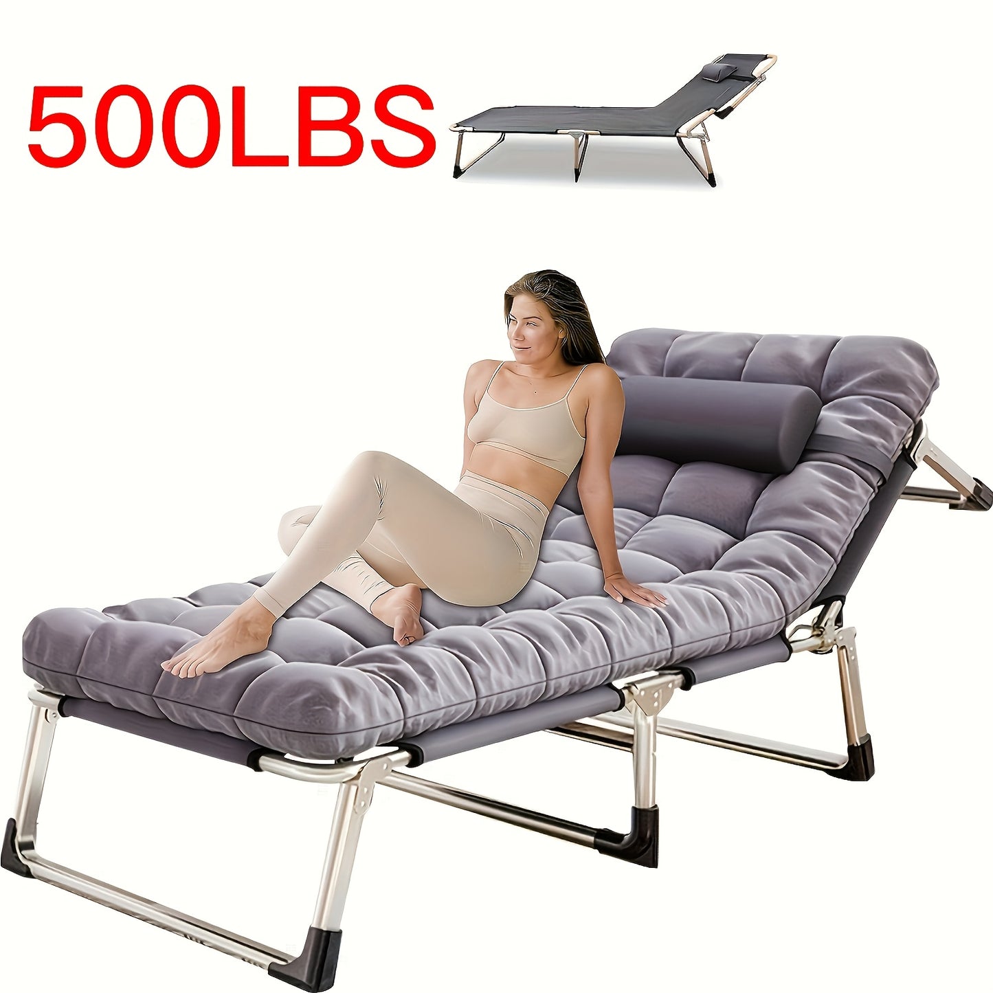 Camping Bed With Mattress And Pillow Steel Frame For Outdoors