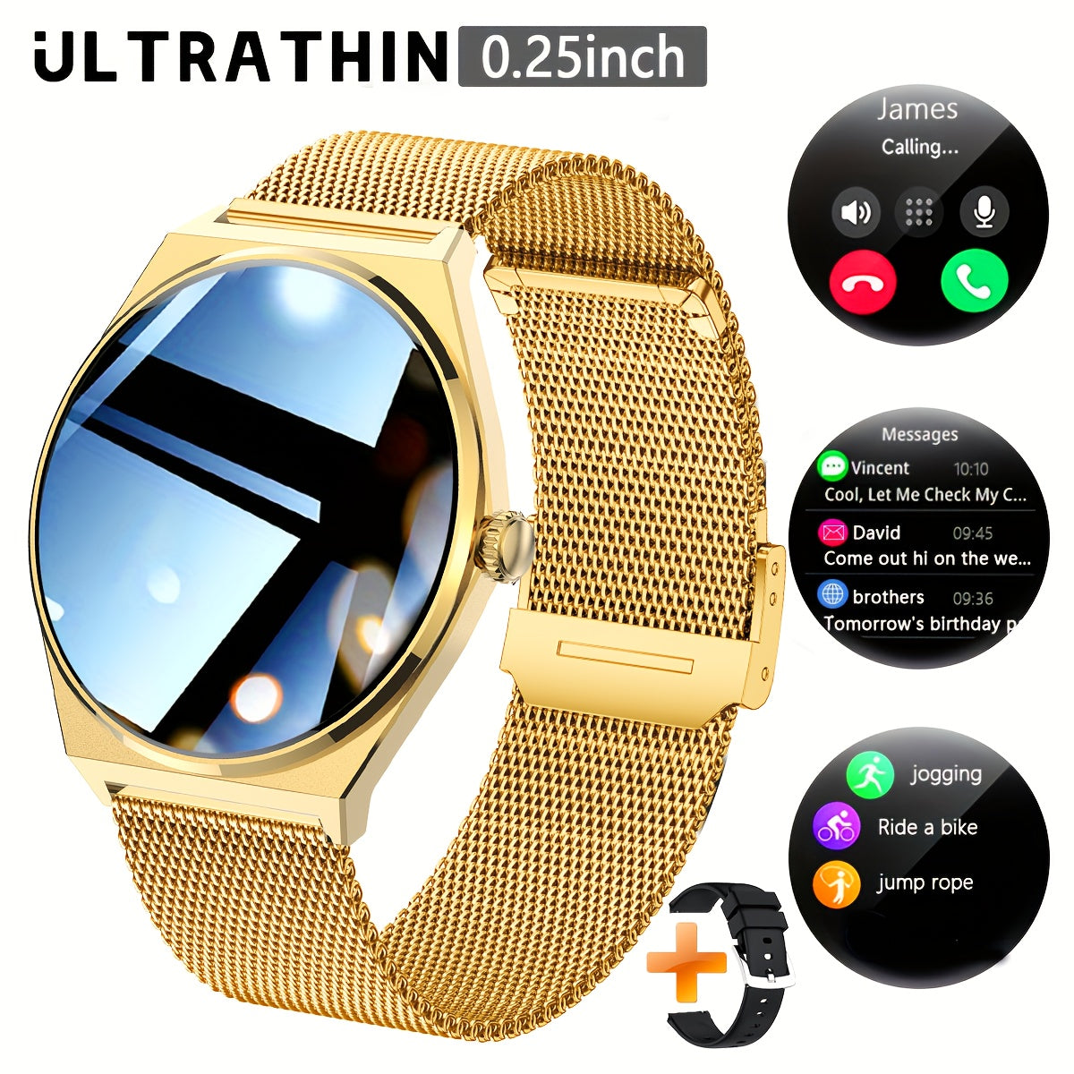 DAORKOW Ultra Thin Smart Watch 1.43 Touch Screen Bluetooth 5.3