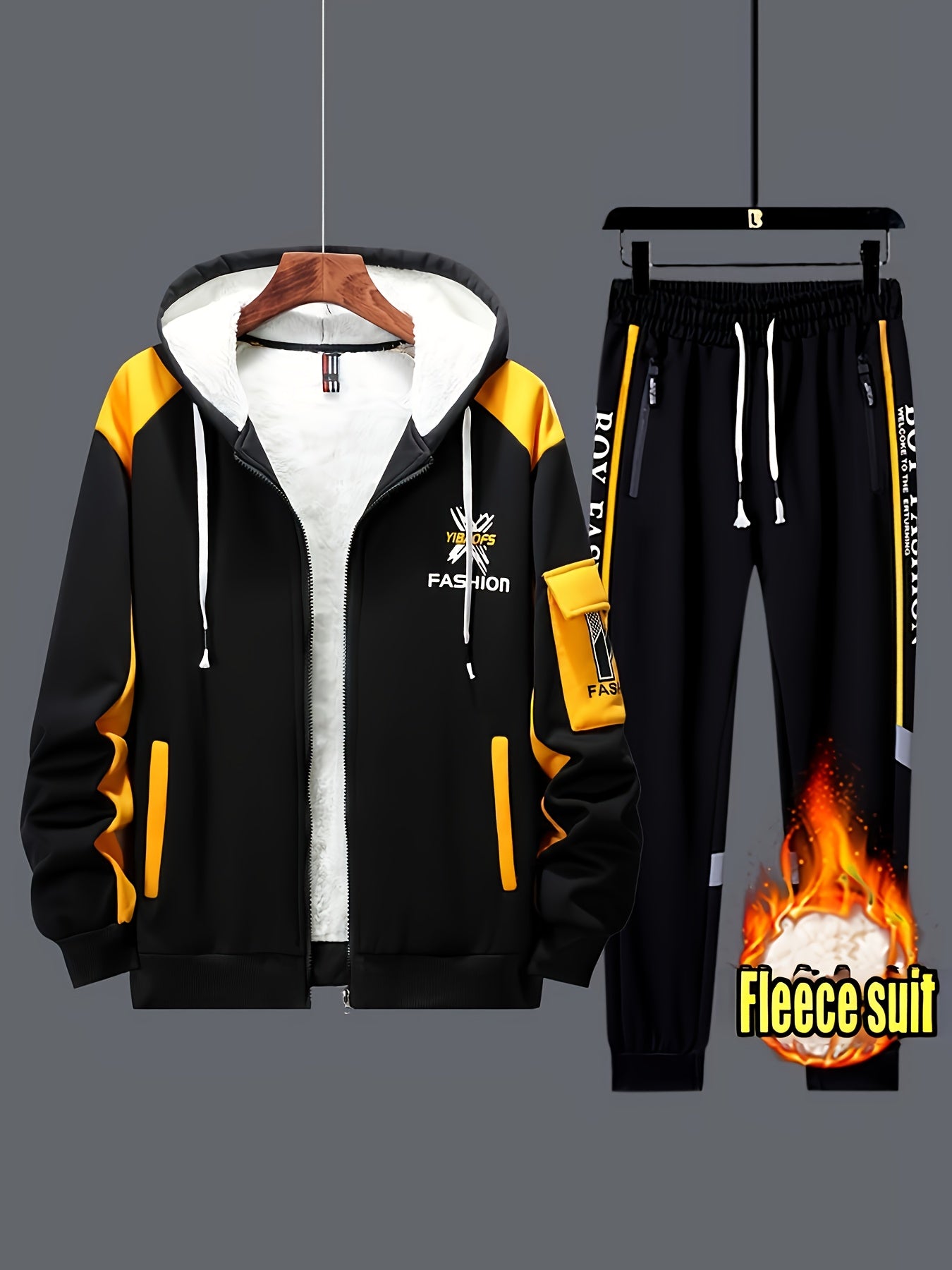 Men's Winter Jacket And Pants Set With Hooded Coat