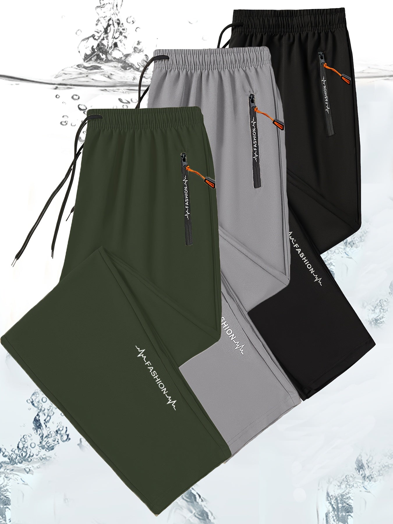 3 Pack Mens All Season Workout Pants With Zipper Pocket
