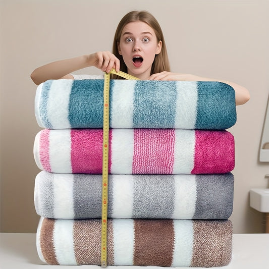 4 Piece Striped Microfiber Bath Towels Super Soft Quick Drying Absorbent Light Beige Great for Home and Family Bathrooms 27.56 X 55.12 Multicolor Pack