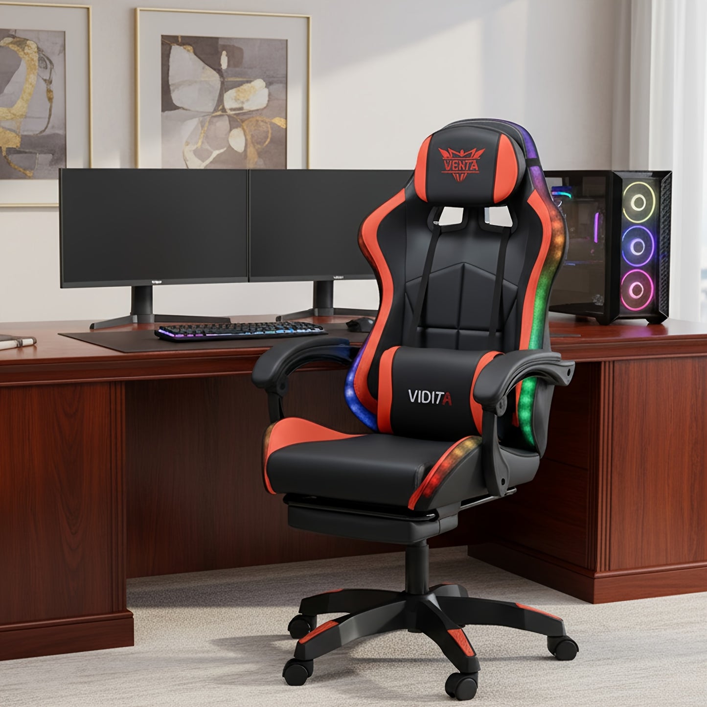 Ergonomic Gaming Chair With Lumbar Support Racing Style For PC