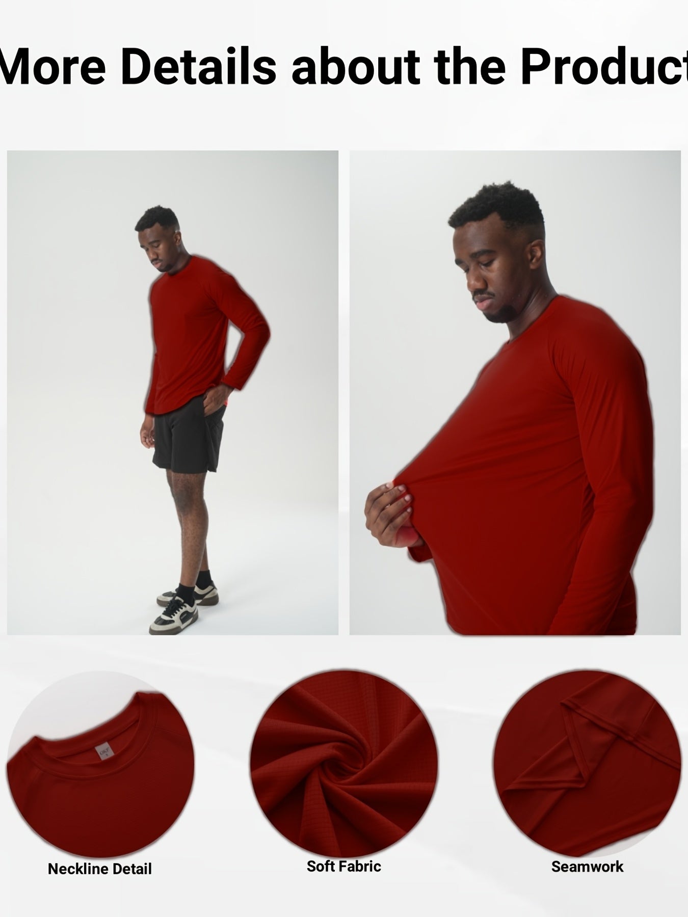 Mens Quick Dry Breathable Long Sleeve Tee Moisture Wicking Top