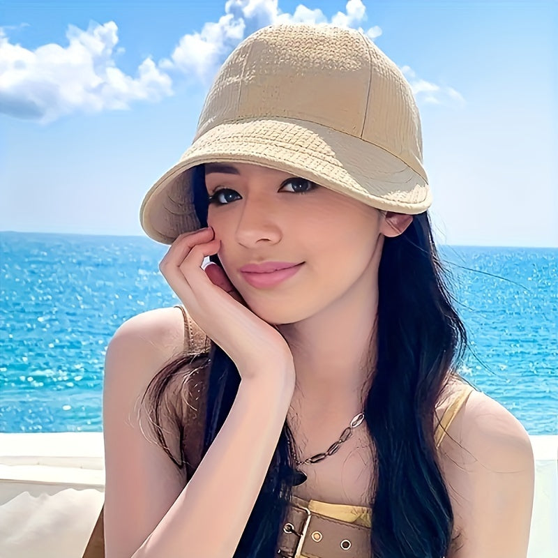 2 Random Color Women's Wide Brimmed Sun Hats, Resistant Hiking And Fishing Hats, Solid Color Fisherman Hats, Adjustable Drawstring Outdoor Beach Sun Hats, Foldable Ponytail Hats