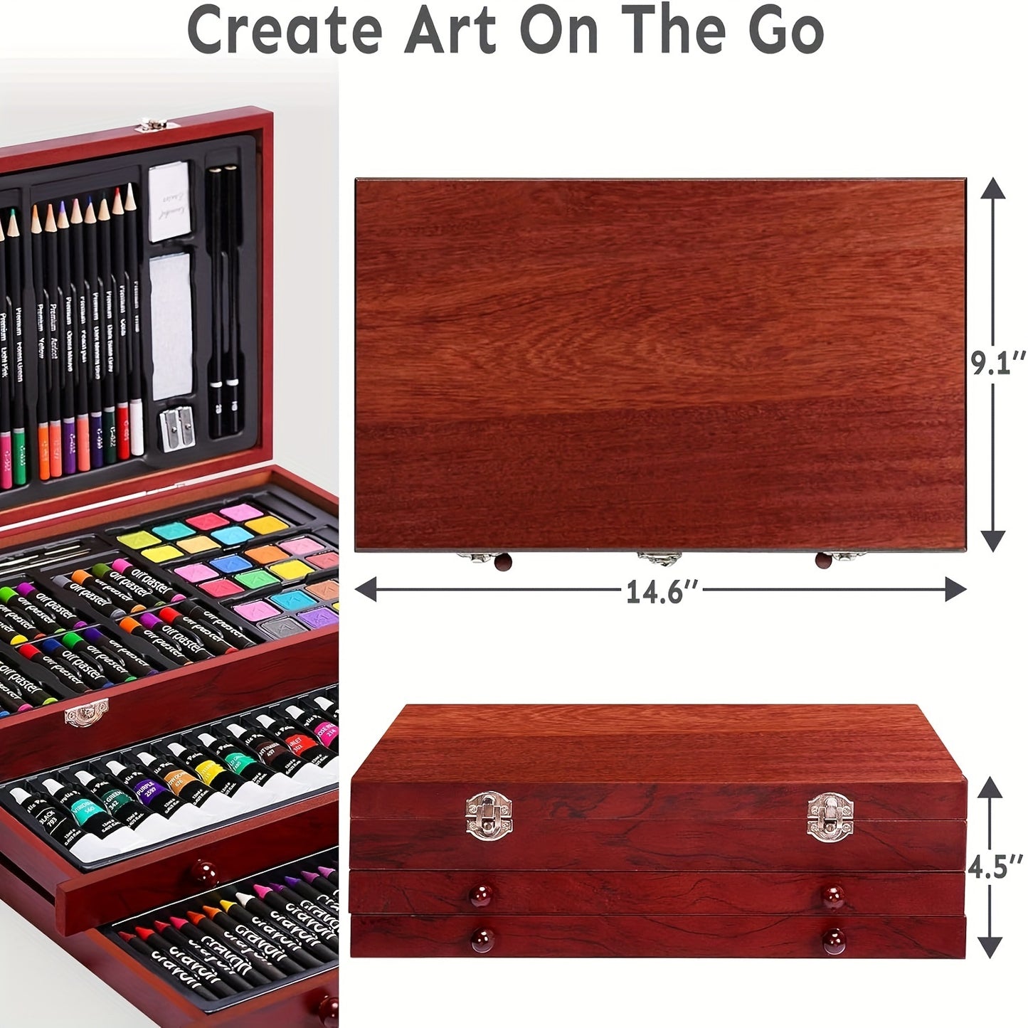 PASAMIC Deluxe Art Set in Wooden Case with 175 Pieces