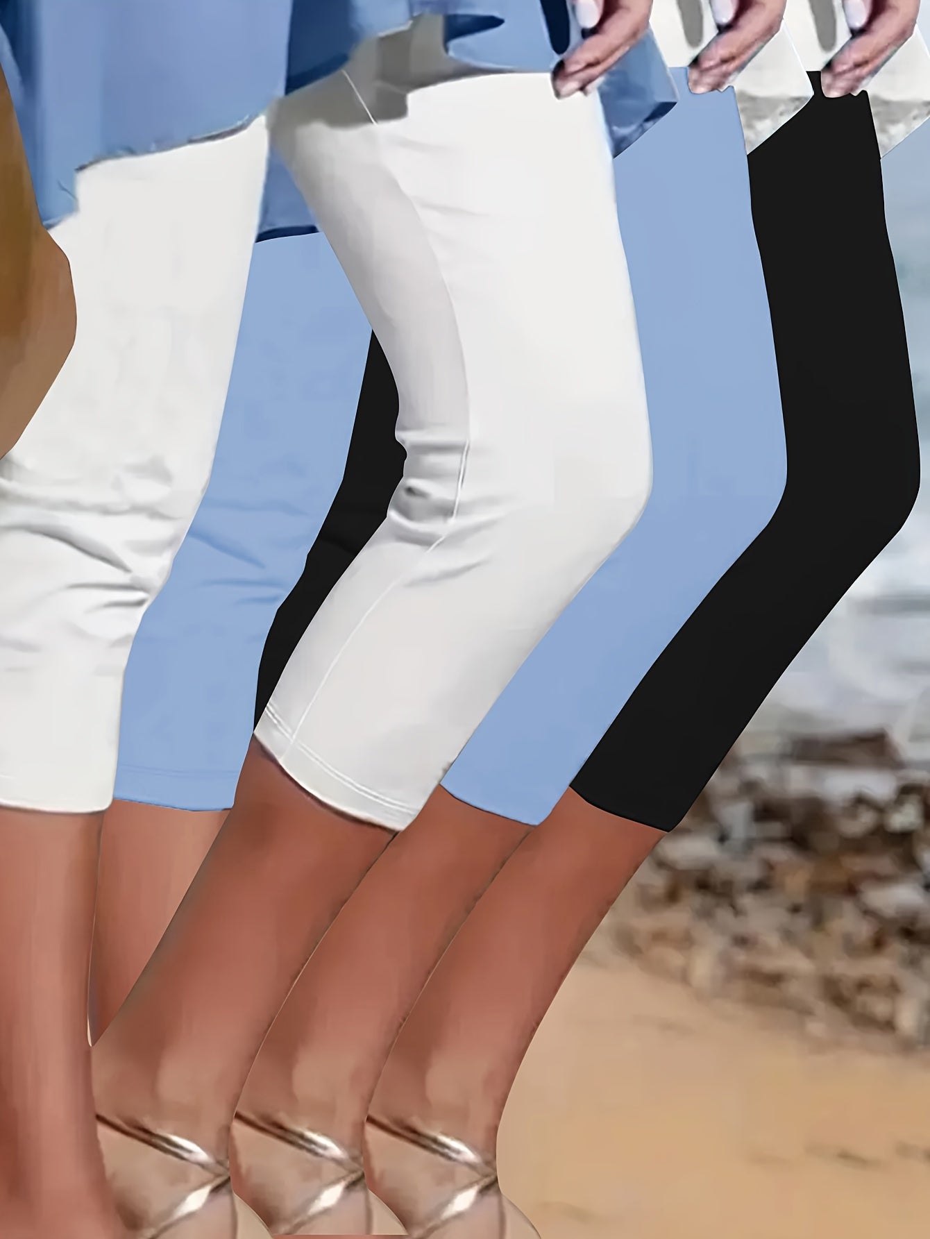 Three-Piece Sports Tights, Plus Yoga Pants And Leggings