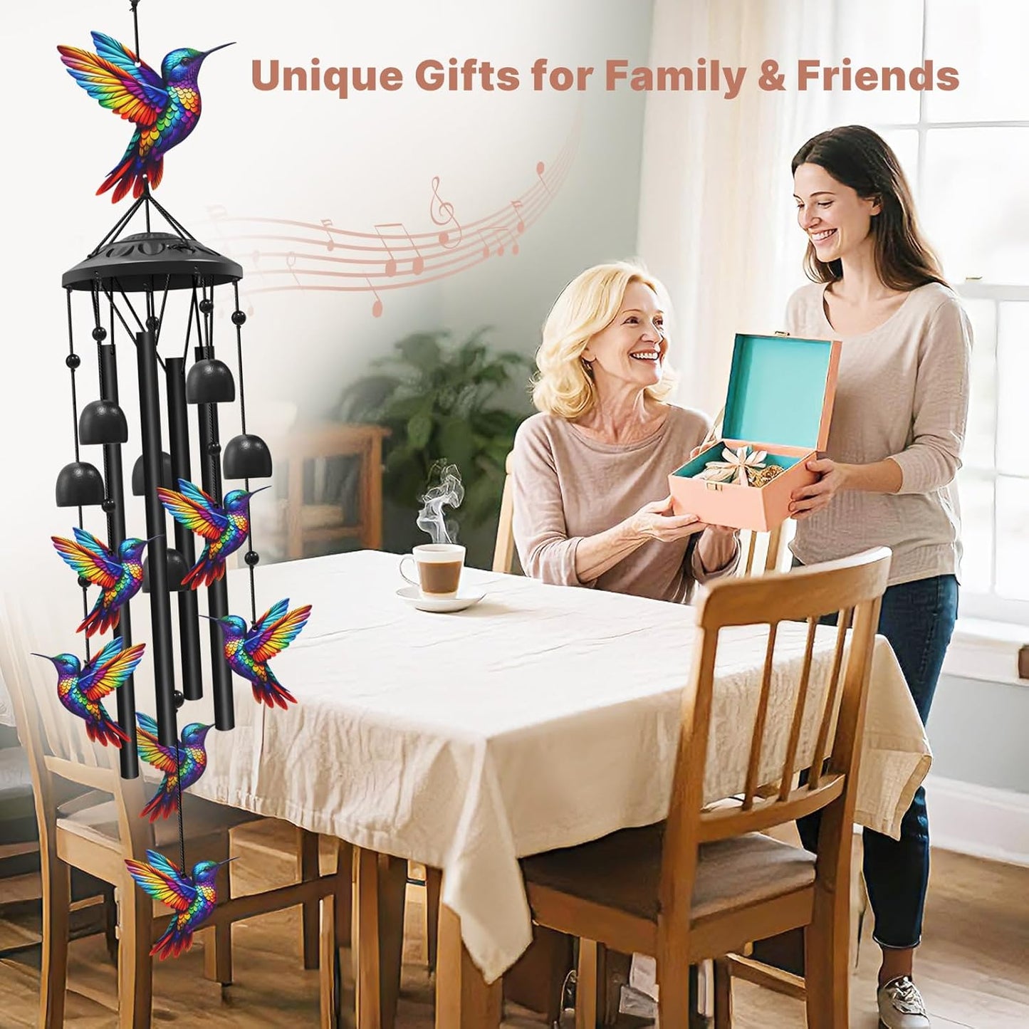 Hummingbird Wind Chimes Outdoor Metal Garden Decor