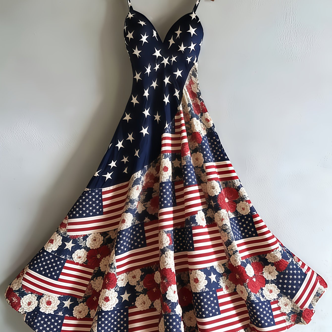 National Flag Maxi Dress A Line Sleeveless V Neck