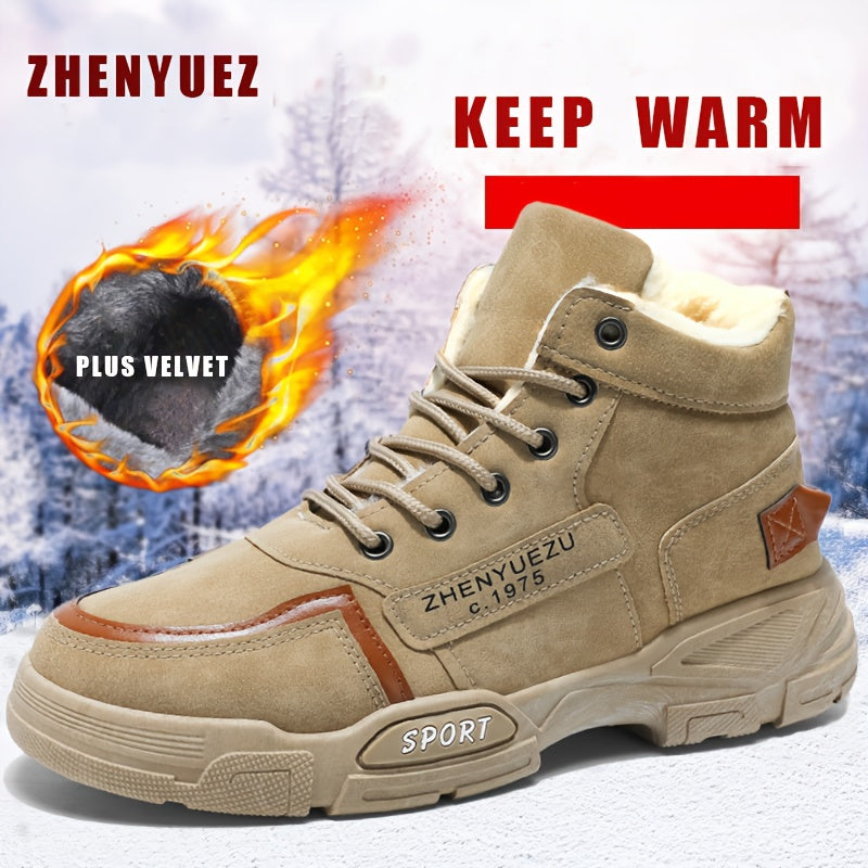 Zhenyuezu Winter High Top Fleece Lined Snow Boots Outdoor