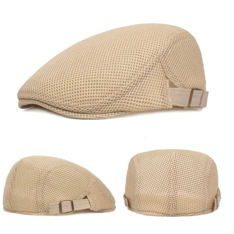 Men's Breathable Mesh Flat Top Hat Adjustable For Running