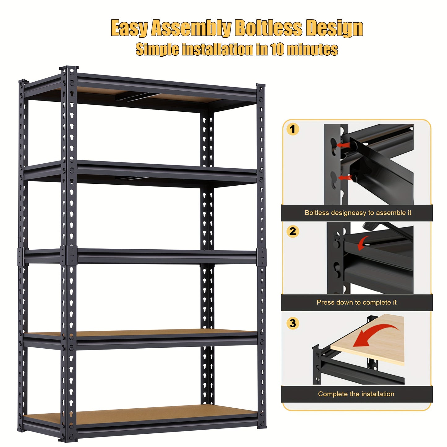 SAMRELAX 5-Tier Garage Shelving Unit Heavy Duty Storage