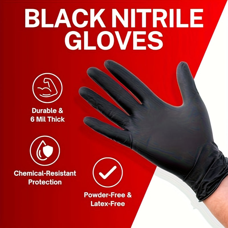 200 Count Bulk Pack Heavy-Duty Nitrile Gloves - 6 Mil Thickness, Latex-Free &, Chemical Resistant, Flexible Form-Fitting Gloves Suitable for Industrial,, Automotive,, Use (200pcs Box)