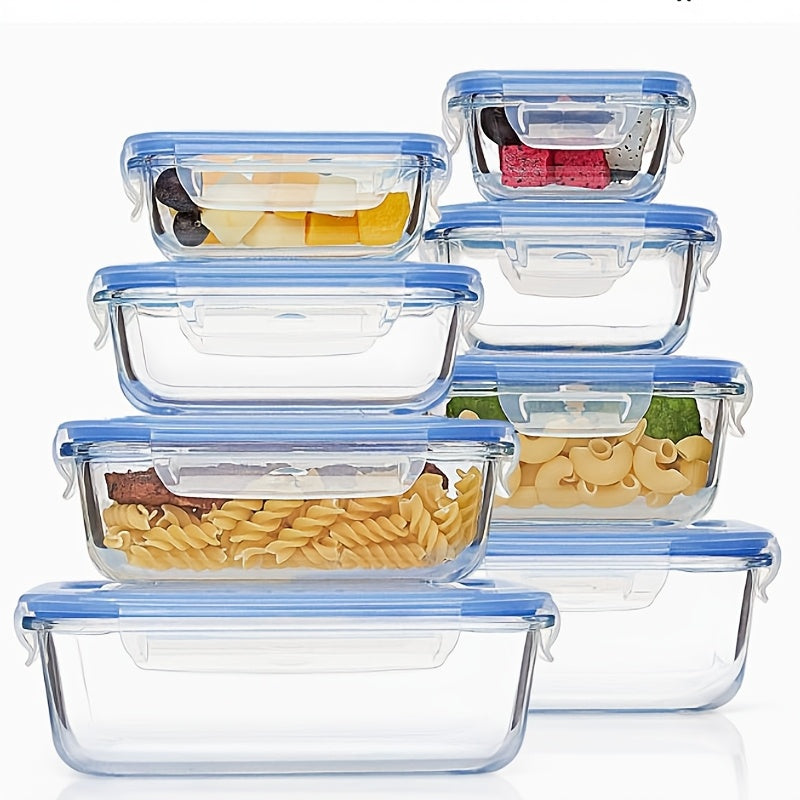 16pcs Sealed Glass Food Storage Containers, Lunch Boxes, Microwave Ovens, Ovens - Perfect For Salads, Fruits, Vegetables, And Sandwiches, Lunch Boxes | Sealed Storage | Durable Glass, Food Storage Containers (8 Lids+8 Contain