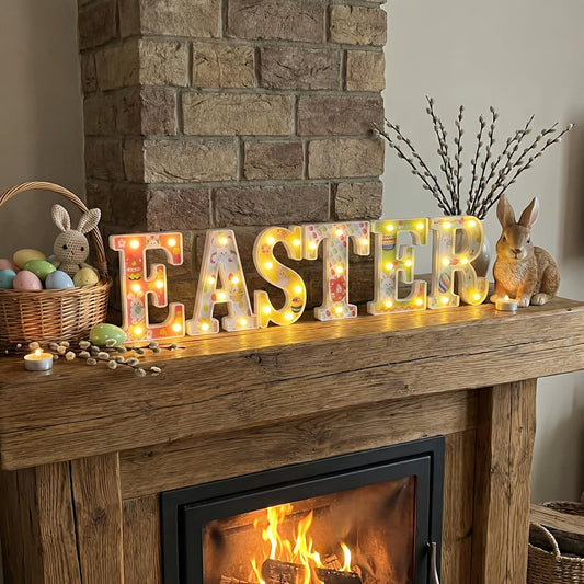 Easter Letter Lamp Decoration, Outdoor Easter Decoration, Cute Easter Letter Lamp Indoor Decoration, Brightly Colored Home Decoration, Spring Home Lawn Garden Party Supplies(Battery Not Included)