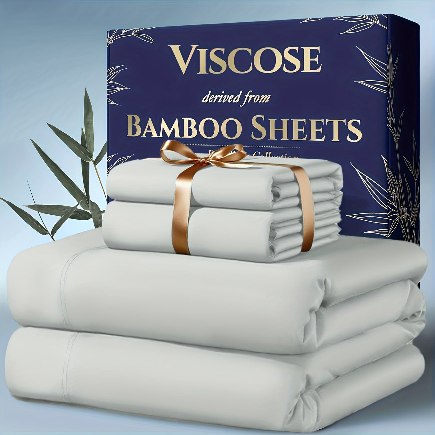 4pcs Bamboo Cooling Bedding - Extra Deep Pocket Breathable And Cooling - Suitable for Hot Sleepers And Sweats, Children Pillowcases, Flat Sheet And Fitted Sheet - A Perfect Gift for Family, Queen And King Sizes, Next Day Deli