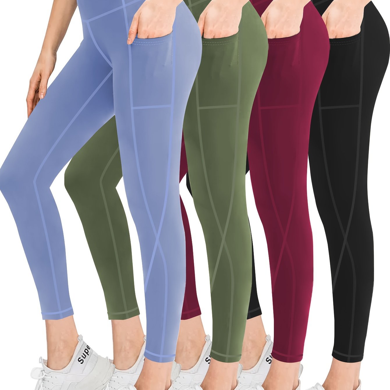 MLENHOR Four Piece Set Oversized Sports Leggings For Women