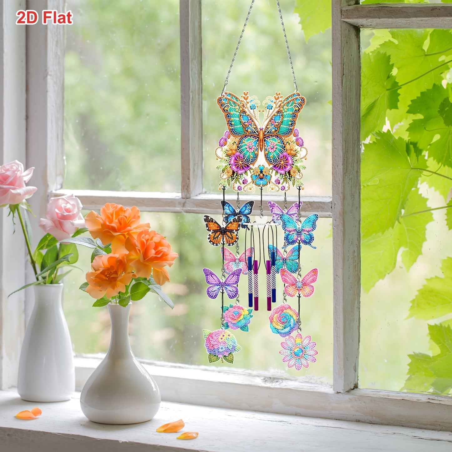 LINKSTYLE DIY Diamond Painting Wind Chime Kit Butterfly Rotating