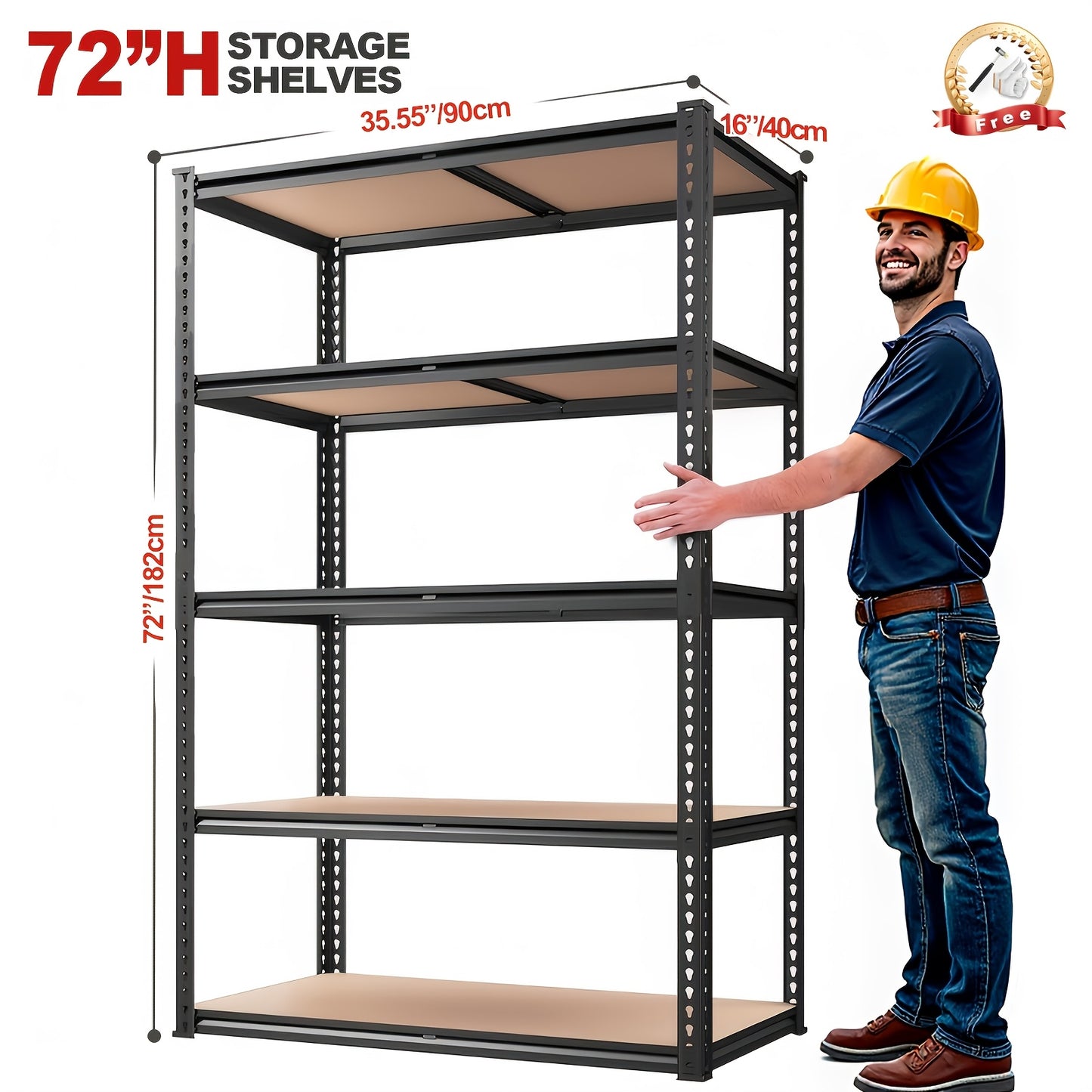 SAMRELAX 5-Tier Garage Shelving Unit Heavy Duty Storage