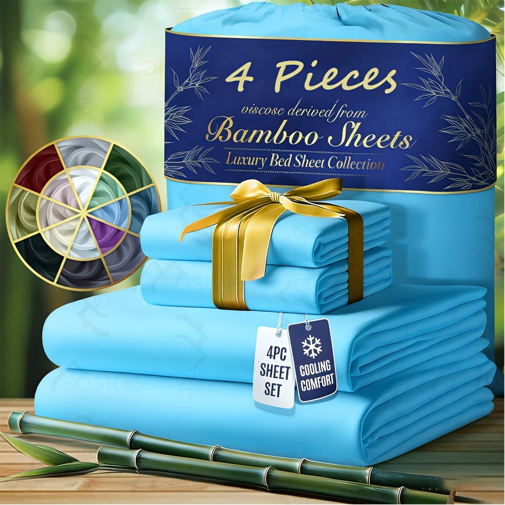 SASTTIE Bamboo Bed Sheet Set Ultra Soft Breathable All Season