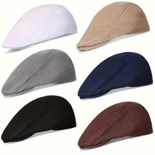 Breathable Mesh Flat Top Hats For Men Driver Caps